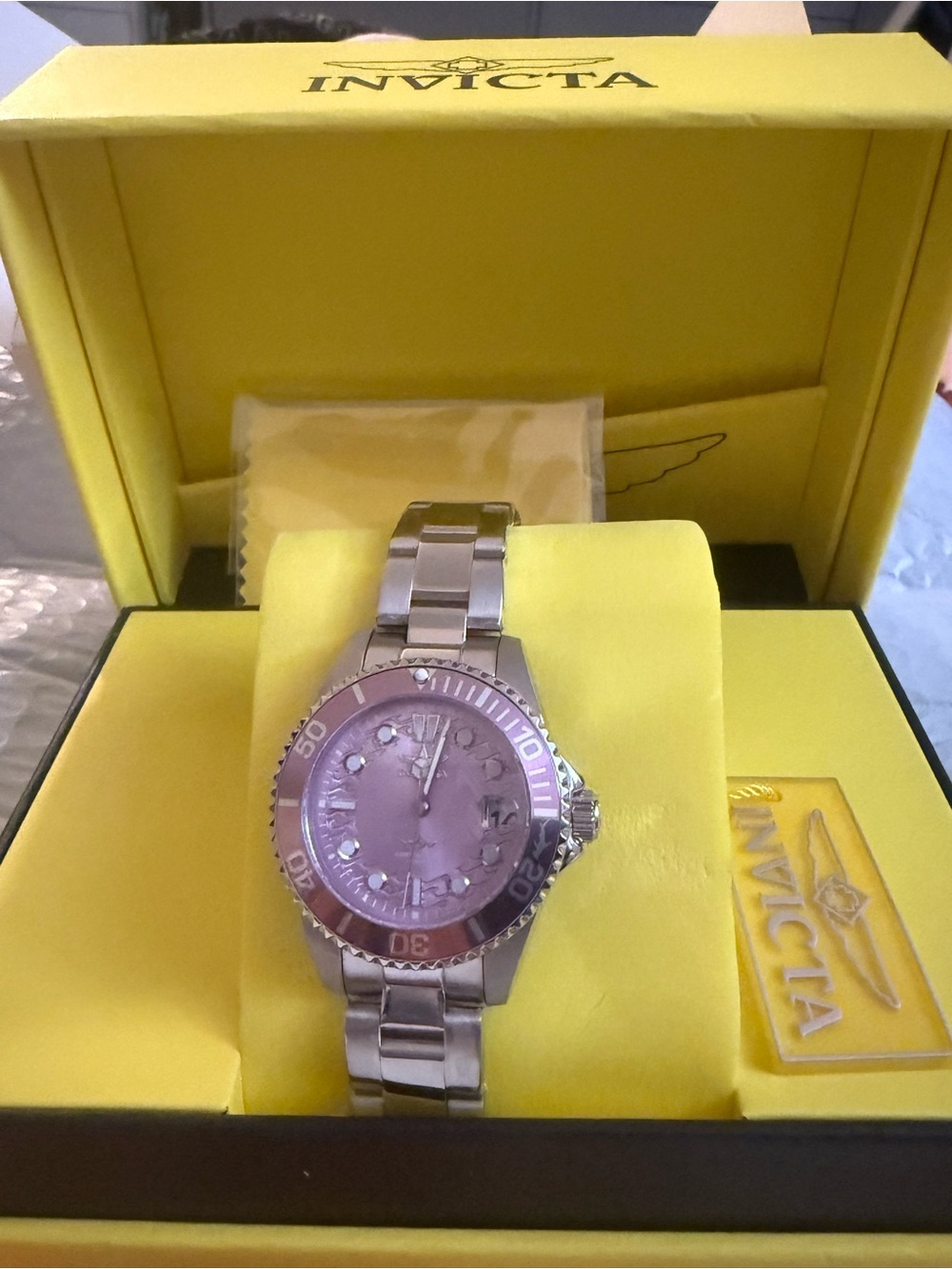 Invicta Pro Diver Women’s 34mm Pink Dial Stainless Steel Watch- NWT